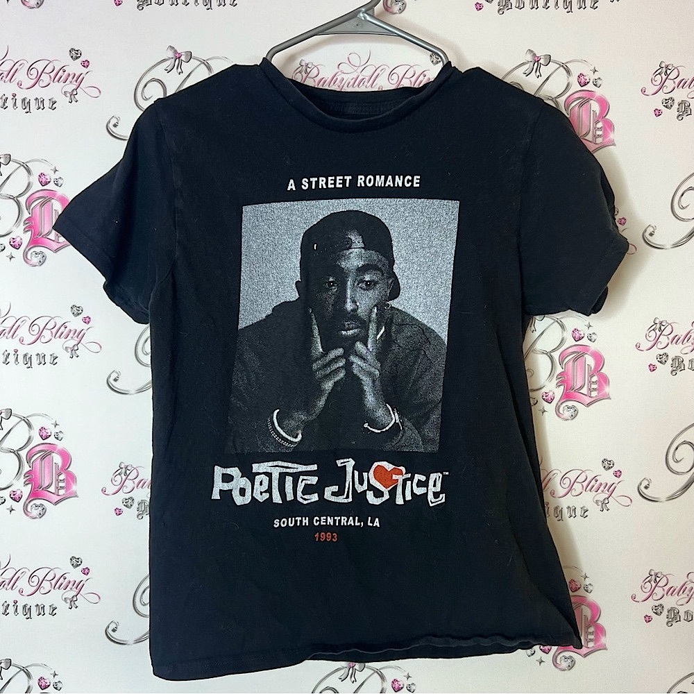 Black Poetic Justice Graphic T-Shirt Tupac shirt top